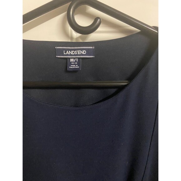 Lands End Midi Dress 10/12 Navy Blue Round Neck Long Sleeve  Knit classic - Picture 3 of 4